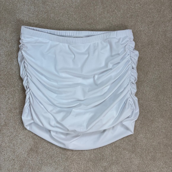 Swimsuitsforall White Ruched Swim Skirt Coverup Size 20 Lycra Xtra Life - Picture 1 of 7